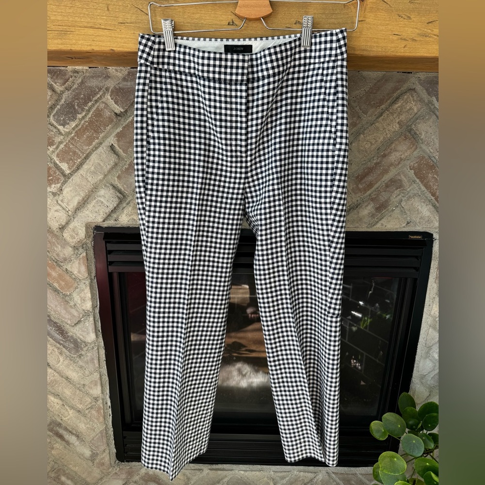 J. Crew Navy and White checked Hayden cropped pants